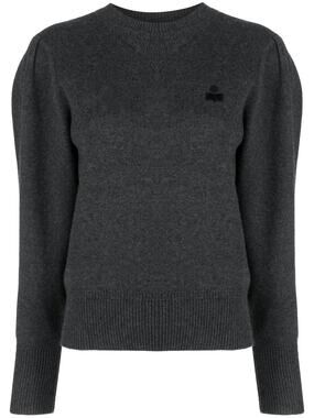 ISABEL MARANT ÉTOILE Kelaya Logo-patch Jumper Sweater In Gray Size 36 SMALL $454